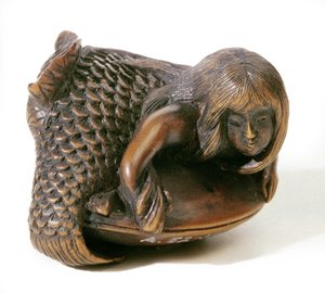 Netsuke sculpté en forme de sirène